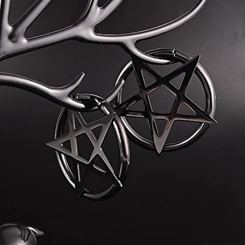 Maxbott 2Pcs Stainless Steel Pentagram Hoop Ear Weights For Stretched Ears Gauges Ear Plugs Body Piercing Tunnels Hypoallergenic Body Jewelry (4G(5Mm), Black) #TOP3
