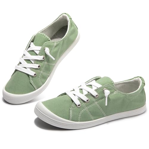 Image of Womens Slip On Shoes, Canvas Low Top Sneakers, Casual Classic Flat Shoes | Comfort Fashion Sneaker with Non Slip Rubber Outsole, Lightweight Tennis Shoes for Walking, Shopping, Picnic, Travel