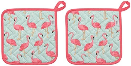 Now Designs Basic Potholders, Set of Two, Flamingos