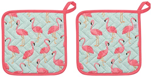 Now Designs Basic Potholders, Set of Two, Flamingos Cover