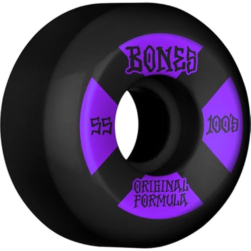 Bones Wheels 100er #4 V5 Sidecut Skateboard-Räder, Schwarz, 52 mm Cover