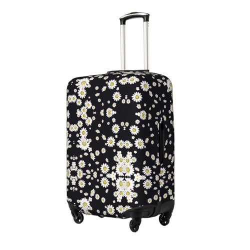 White Daisy Print Luggage Suitcase Cover Protector Luggage Washable Covers With Concealed Zipper2