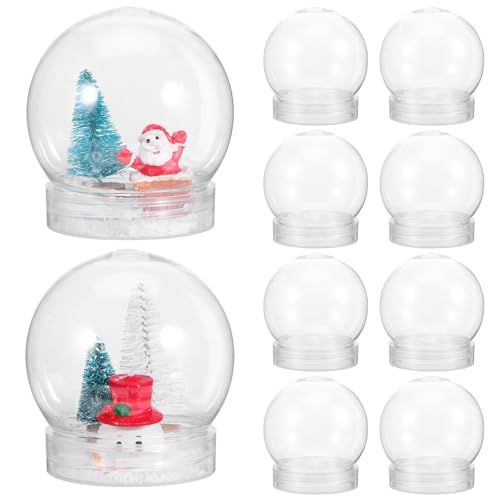 VICASKY 10pcs DIY Snow Globe Water Christmas Plastic with Screw Off Cap Clear Fillable Jar Keepsake Display Case for Fairy Lights Plants Flower Inch Crafts Home Decoration