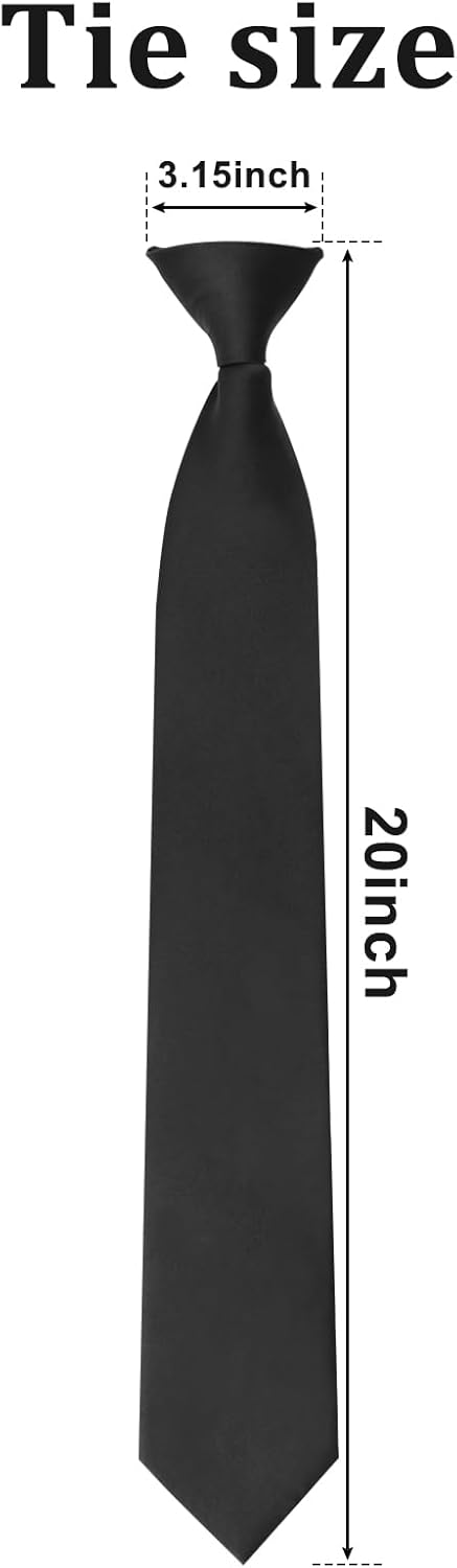 Luckyvestir Men's Clip on Ties Pre-Tied Adjustable Neckties Solid Color Zipper Ties for Men Formal Business Graduation