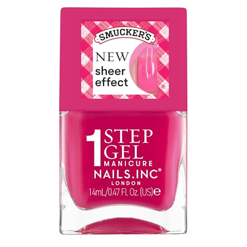 Nails Inc x Smuckers Its Topless Jelly Effect Sheer Pink Scented Fast Drying Long Lasting High Shine Translucent Effect Air Dry Manicure Raspberry Red-y See Through Nail Polish 0.47 Fl Oz