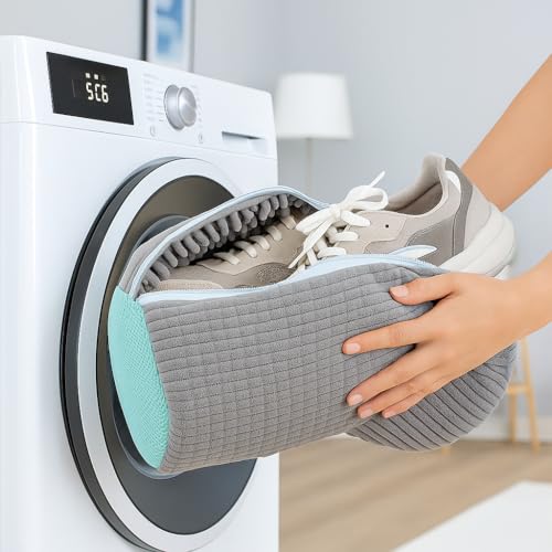 Saco de Lavagem para Tênis e Sapatos, Amarelo e Turquesa, Microfibra Chenille, com Zíper, Proteção para Máquina de Lavar (Amarelo) #1
