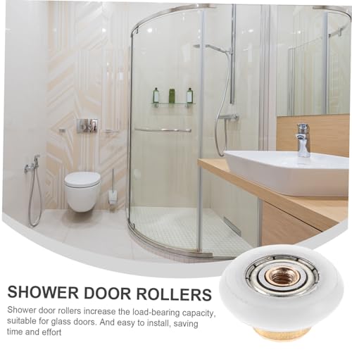 Ruedas para puertas de ducha con eje de cobre y poleas de nylon 4 piezas 8