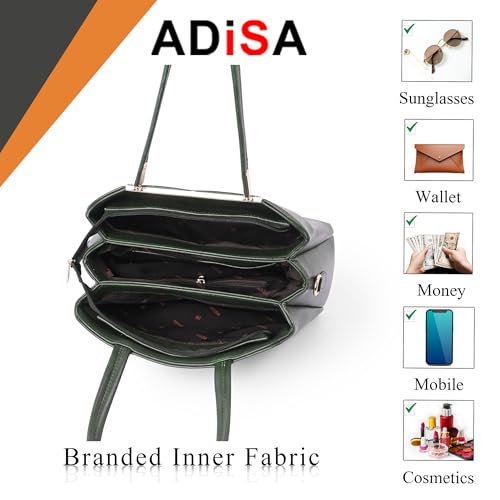 Image of ADISA two tone handbag 3 compartments shoulder bag for women and girls with sling belt (AD4084)