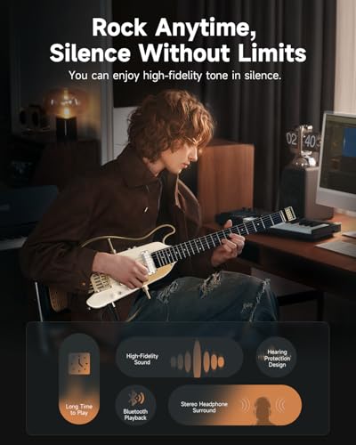 Donner HUSH X PRO Electric Guitar Kit - Smart Travel Guitar with Dozens of Preset Combinations, 7 Tone Sim Options, White-Luxe - image 6