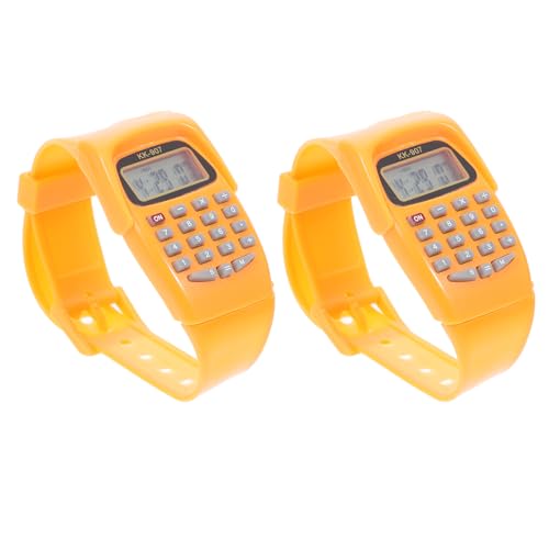 Image of Uonlytech 2pcs Calculator Watch Portable Calculating Watch Geometric Operation Watch for Adults Boys Girls Orange