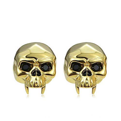 Image of Jeulia Nightmare Earrings Jack Stud Earrings for Women Men Diamond 925 Sterling Silver Punk Drop Gothic Skeleton Dangle Hoop Black Piercing Earrings Halloween Jewelry Romantic Jewelry Gift for Her Christmas Birthday Gift