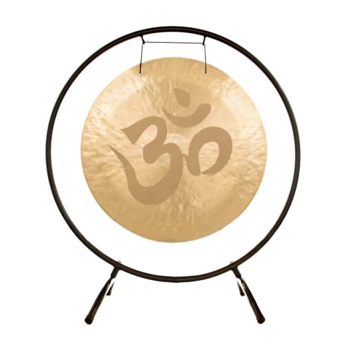 Om Gongs on Stands - Includes the Gong of Your Choice, Gong Stand, & Mallet/Great Gift/For Yoga & Meditation/Engraved Gong Made of Bronze