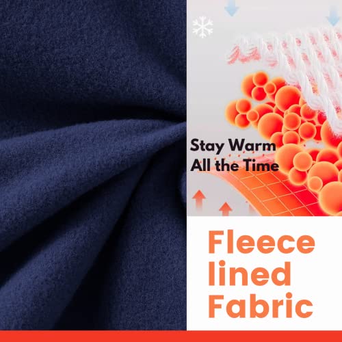 Willit Women's Fleece Lined Leggings Thermal Winter Yoga Pants Warm Running Tights With Pockets Navy Blue L #TOP2