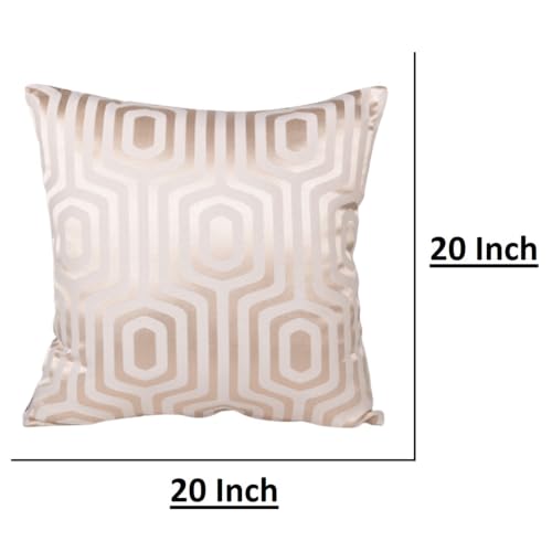 Image of Home- The Best is for You Designer Self Design Cotton 275 TC Cushion Covers Pack of 2 (Cream Hexa 20X20 Inch) Ideal for Sofas, Chairs, Cars & Hotels