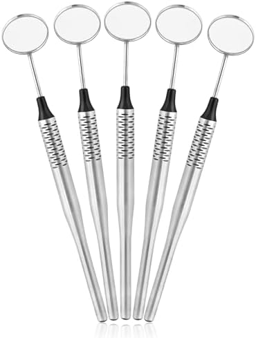 5 PC Dental Mouth Mirror #5 Front Surface Rhodium Coated Mirror With Black Titanium Mirror Handle Hollow Handle Cone Socket 9.5mm Stainless Steel Dental Mouth Mirror For Dentist Tool DN-2414