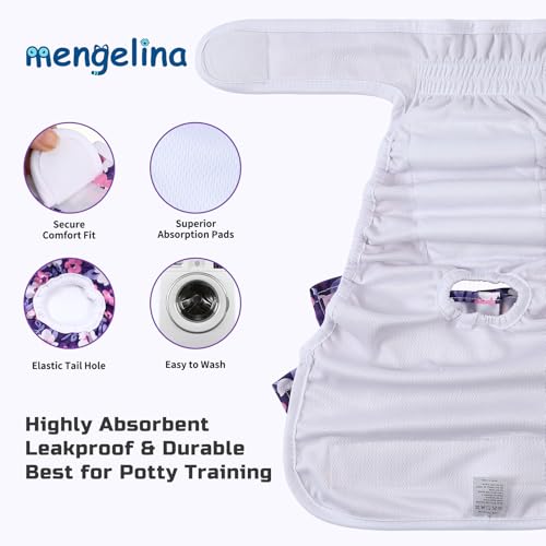 Image of Reusable Dog Diapers Female 3 Pack Doggie Diapers for Period Heat Incontinence Puppy Training (Medium, PurpleFlower)