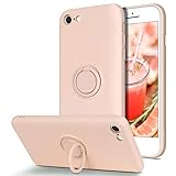 BENTOBEN iPhone SE 2022 Case, iPhone SE 2020 Case, iPhone 8 Case, iPhone 7 Case, Slim Silicone 360° Ring Holder Kickstand Soft Rubber Hybrid Hard Protection Shockproof Bumper Girls Women Cover, Pink