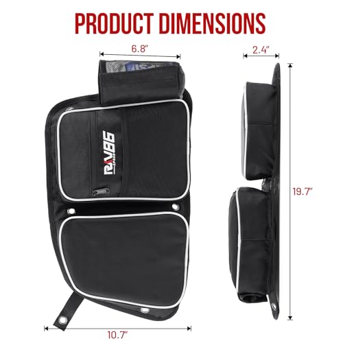 RKV86 Rear Door Bags for RZR, Heavy-Duty 1680D Waterproof, UTV Storage Bags with Knee Pad Cup Holder, for Polaris RZR XP4 1000(14-23), 4 900(15-18), XP4 Turbo(16-19), XP4 Turbo S(19-21) White — view 6