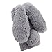 Jorisa Funda de peluche compatible con iPhone XS/iPhone X, linda conejo, orejas de conejo, suave, cálida para el invierno, color gris claro