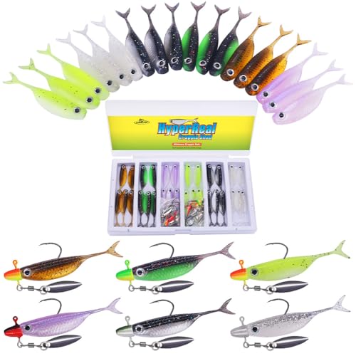 Crappie Baits Kit –40 & 135 Piece Soft Plastic Underspin Jig Heads, Shad Minnow Lures Set for Crappie Fishing Panfish Bluegill Perch Trout (40 PCS — Starter Crappie Kit)