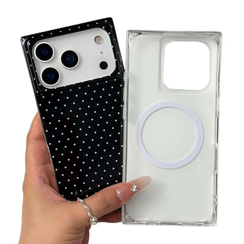 Coque à pois iPhone 17 Pro MagSafe noire pour un style esthétique chic