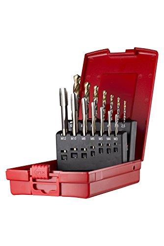 Dormer L114301, Spiral Point Tap & Drill Set, Set of 14, Black and Red