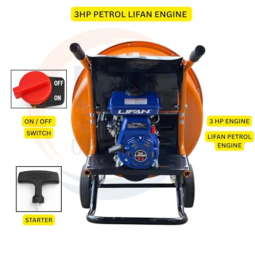Image of IND 230 L Concrete Mixer Machine with 3 HP Petrol Engine | Barrow Type Portable Cement Mixer | Ideal for Hilly & Remote Construction Areas | PETROL ENGINE