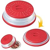ACTOYS Cloche Micro Onde Pliable, Couvercle pour Micro Ondes Pliable, Cloche Micro Ondes Retractable, Cloche pour Micro Onde, ou comme Panier D'égouttage(Rouge)
