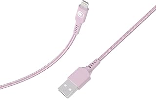 Cable tejido USB A/Lightning 2,4 A, 1,2 m, FastCharge 12 W, color rosa
