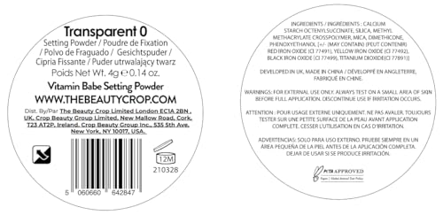The Beauty Crop Vitamin Babe Setting Powder - Talc-Free Loose Powder For Flawless Finish - Translucent Shade - 0.35 Oz - 7