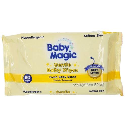 Paquete de 80 toallitas mágicas suaves con aroma de bebé fresco, paquetes de viaje hipoalergénicos con loción y vitaminas para la piel suave del