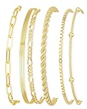 LEEQBCR 6 piezas Pulsera Mujer Acero Inoxidable Pulseras Chapadas en de Cadena de Serpiente Pulsera Ajustable Apilables Pulseras de para Mujer(oro)