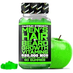 Best Beard Stuff Beard Growth Vitamins - Biotin Gummies for Beard & Hair Growth – Maximum Strength 620,000mcg Biotin with Collagen, MSM, Keratin & Bamboo Extract