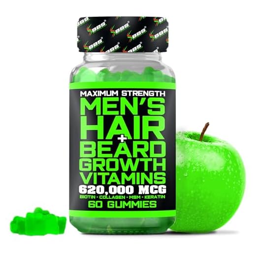 BBS Beard Growth & Hair Growth Vitamins for Men - Maximum Strength 620000mcg Biotin - Collagen - MSM - Keratin - Bamboo Extract - Multivitamin Gummies (Made by Best Beard Stuff USA)