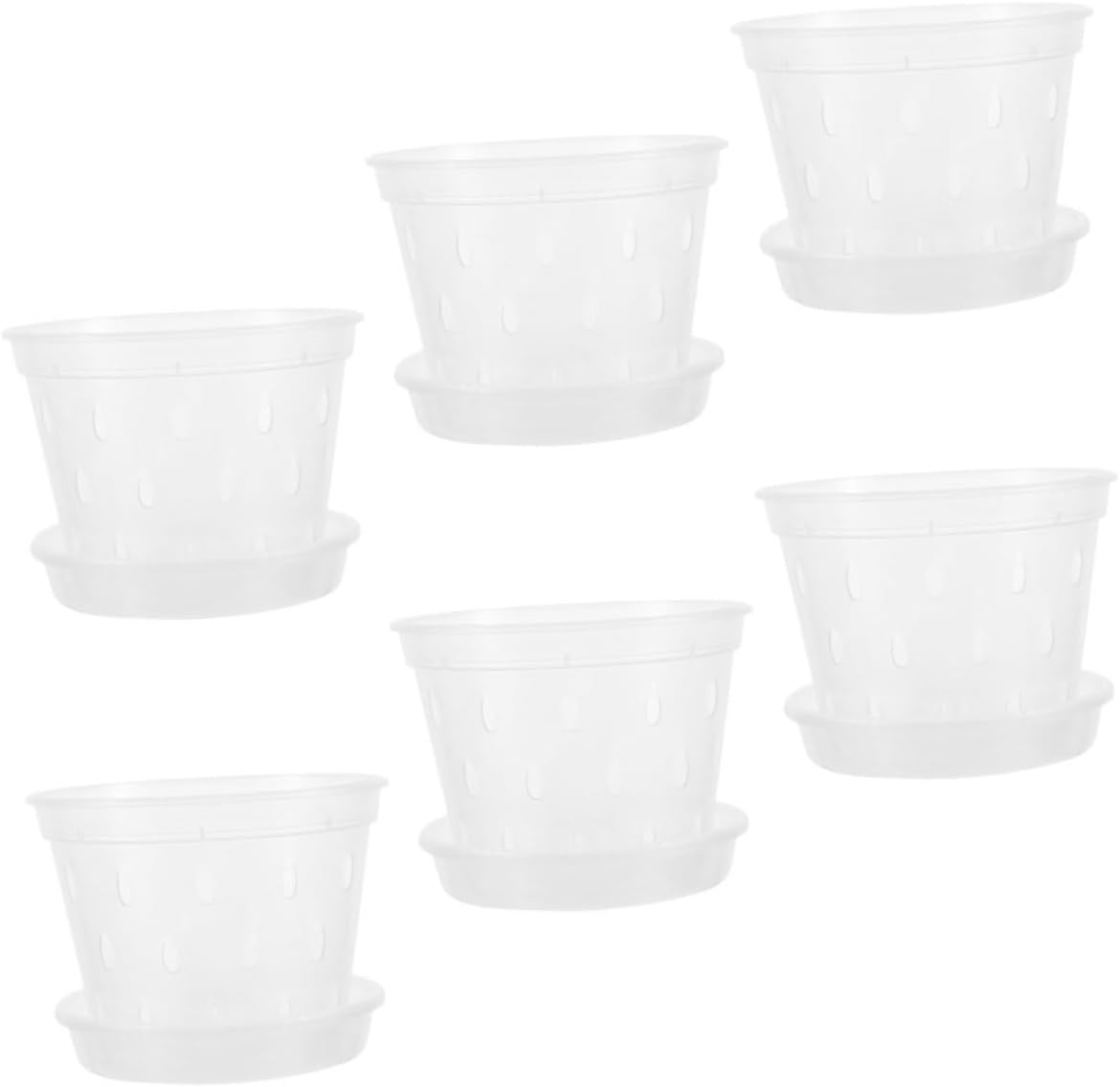 6sets Transparent Slotted Orchid Pots Saucers Breathable Net for Healthy Root Growth for Indoor Gardening and Planting Supplies