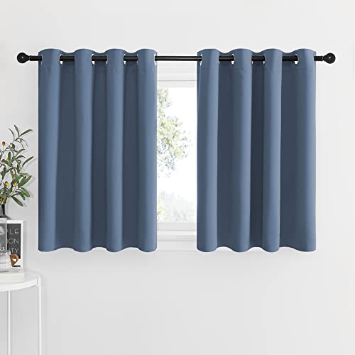 NICETOWN Short Curtains for Living Room, Room Darkening Grommet Top Thermal Insulated Thick Curtains for Half Window/Kitchen, 52W x 36L per Panel 1.2