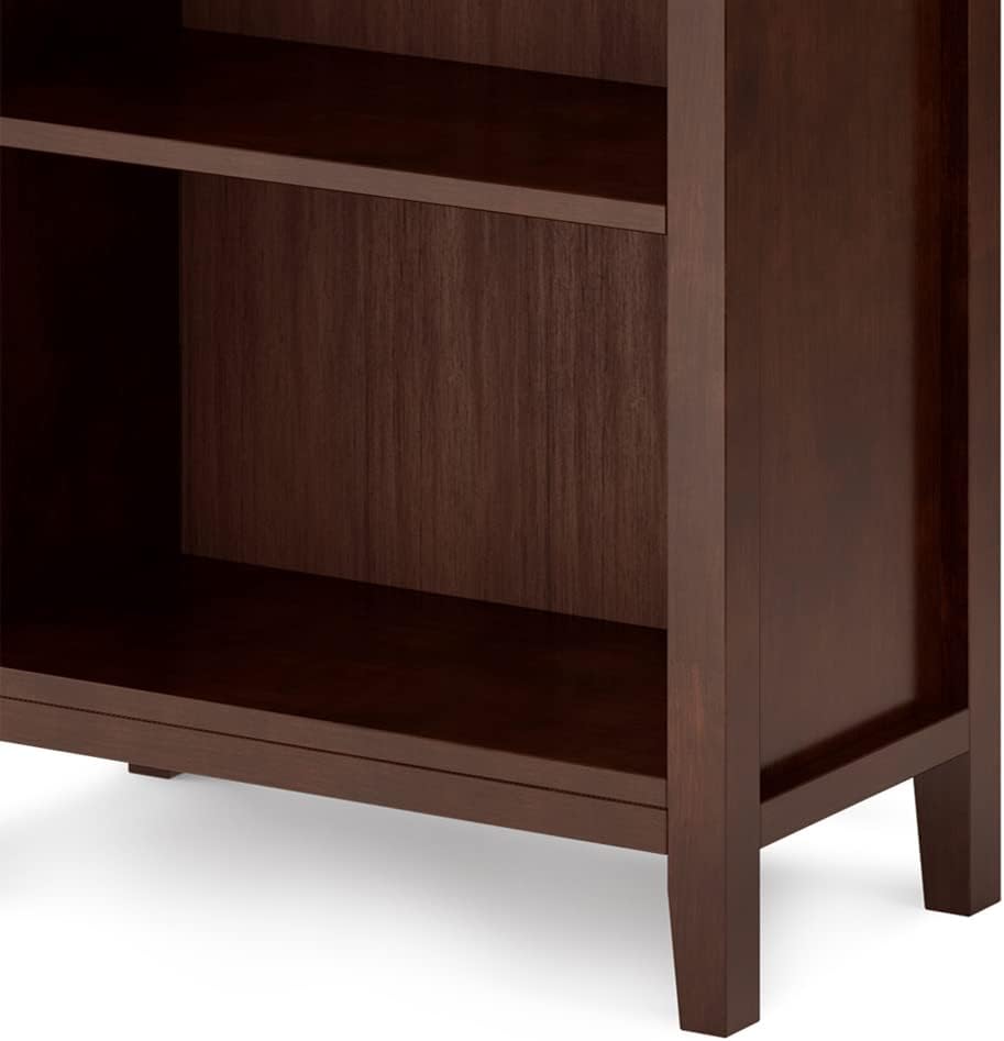 SIMPLIHOME Artisan Bookcase - 72 inch Tall 5-Shelf Solid Wood Bookshelf in Russet Brown, Contemporary Storage for Living Room, Study Room or Office with Adjustable Shelves and Decorative Side Panels