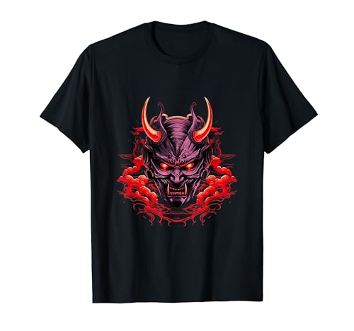 Japonés Oni Akuma Máscara Demonio Bushido Samurai Camiseta