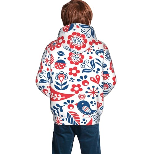 Birds Flowers Kid Hoodies Boys Sweatshirts Girls Pullover with Pocket4