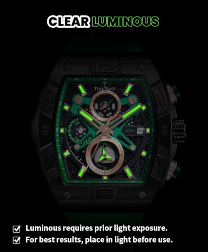 TEARTRACE Watches for Men Quartz 30ATM Waterproof Men Watches Luminous Analog Wrist Watches with Silicon Strap and Stopwatch — view 6