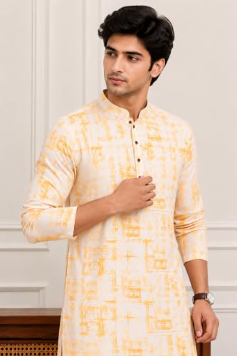Image of FOXDX Men's Traditional Cotton Floral Printed Only Kurta