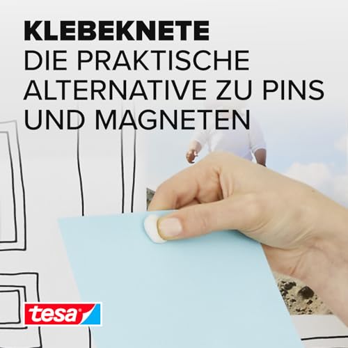 tesa TACK Klebeknete - selbstklebende, formbare Klebepads zum Befestigen leichter Objekte auf festen Oberflächen - weiß, 1 x 80 Stück