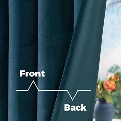 Bgment Teal Velvet Curtains 108 Inches Long For Living Room, Thermal Insulated Room Darkening Curtains Drapes Window Treatment With Back Tab And Rod Pocket, Set Of 2 Panels, 52 X 108 Inch #TOP3