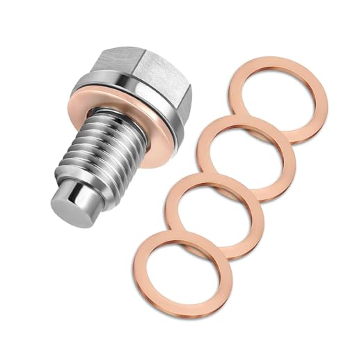 Comparison: Best Oil For Stainless Steel Pans 9 M14x1.5 Magnetic Oil Drain Plug, Magnetic Stainless Steel Oil Pan Drain Nut Bolt with 5PCS Copper Crush Washer Anti Leakage, Universal Leak-proof Replacement,Fits Most Cars,Motorcycles,Boats