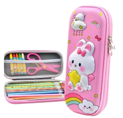 Estojo De Lápis Infantil Com Desenho De Unicórnio Futebol Menino Menina 3D Escolar Multiuso (Coelhinho)