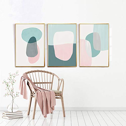 Triptyque de toiles imprimées abstraites ellipses multicolores 70x100 cm