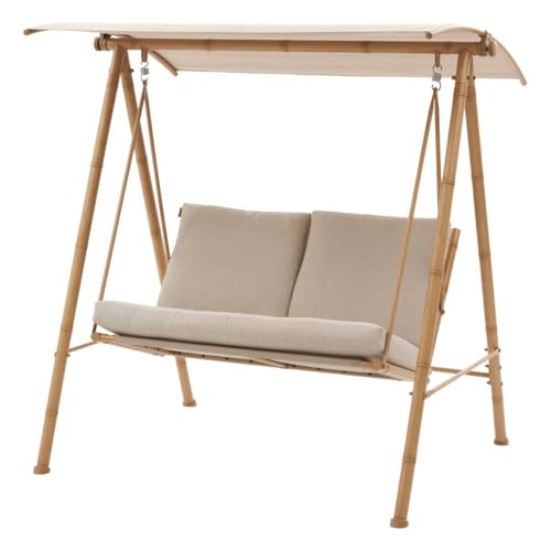 Hespéride - Balancelle de Jardin Baroe Beige - 2 Places - 170 X 129 X 213 cm - Acier Anti-Rouille - Résistant aux UV - Mobilier d'Extérieur Terrasse