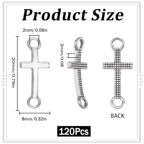 SUNNYCLUE 1 Box 120Pcs Easter Charm Cross Connector Charms Cross Charm Bulk Cross Metal Charms Cross Linking Charm Rosaries Crucifix Charm Cross Connectors for Jewellery Making Charms DIY Crafts - Image 2