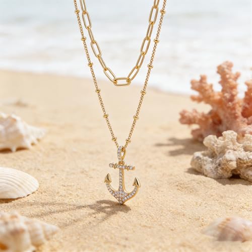 Image of MEVECCO Dainty Pendant Layered Necklaces for Women
