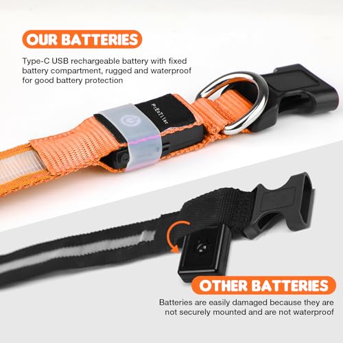 Hundehalsband Leuchtend USB Aufladbar - Leuchthalsband Hund 7 RGB Farbwechsel mit 8 Leuchtmodi, Dickes Verstellbares LED Hundehalsband Wasserdicht für Kleine Mittlere Große Hunde Leuchtendes Halsband